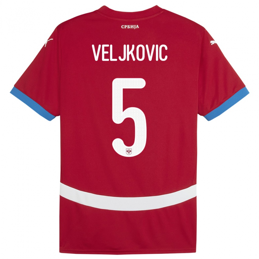 Damen Serbien Milos Veljkovic #5 Rot Heimtrikot Trikot 24-26 T-Shirt Österreich