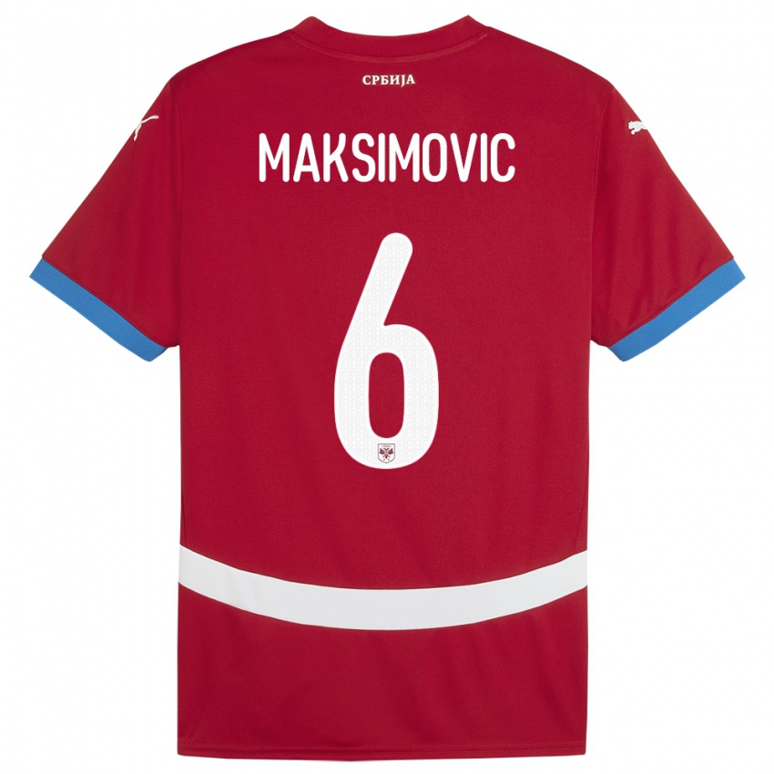 Damen Serbien Nemanja Maksimovic #6 Rot Heimtrikot Trikot 24-26 T-Shirt Österreich