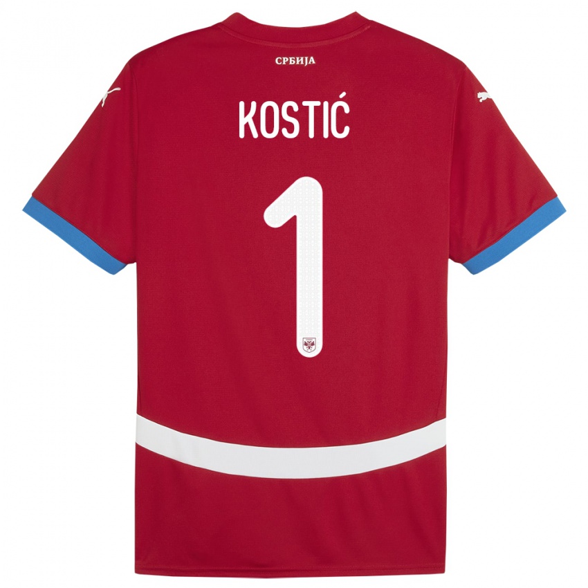 Damen Serbien Milica Kostic #1 Rot Heimtrikot Trikot 24-26 T-Shirt Österreich
