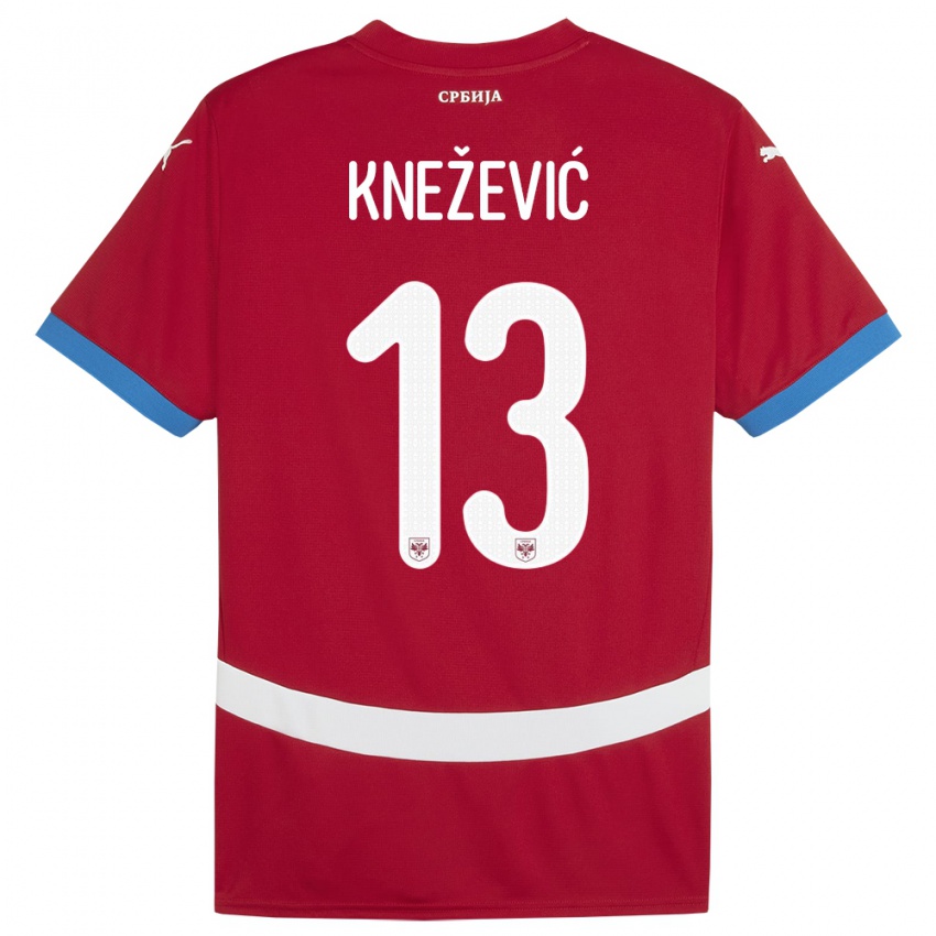 Damen Serbien Milana Knezevic #13 Rot Heimtrikot Trikot 24-26 T-Shirt Österreich
