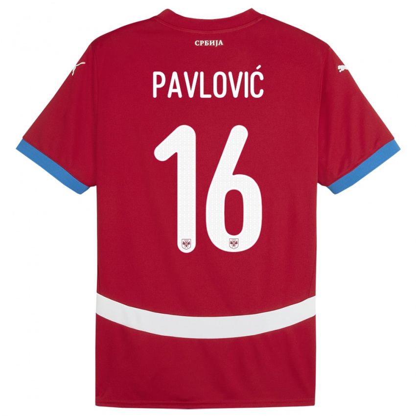 Damen Serbien Sara Pavlovic #16 Rot Heimtrikot Trikot 24-26 T-Shirt Österreich