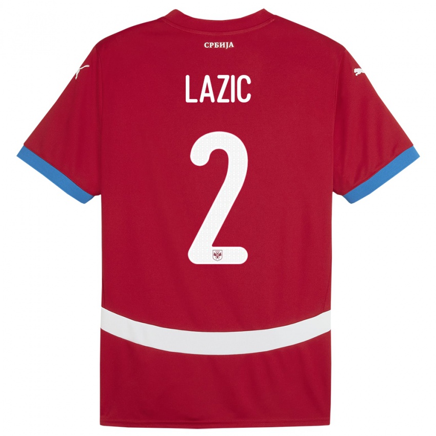 Damen Serbien Uros Lazic #2 Rot Heimtrikot Trikot 24-26 T-Shirt Österreich
