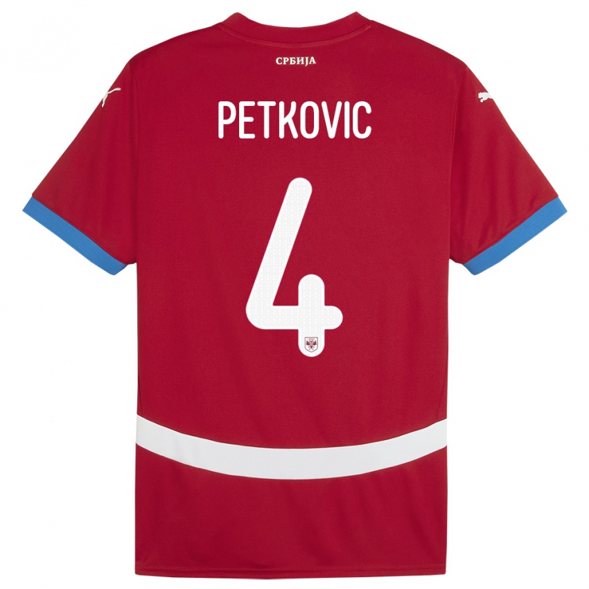 Damen Serbien Nikola Petkovic #4 Rot Heimtrikot Trikot 24-26 T-Shirt Österreich
