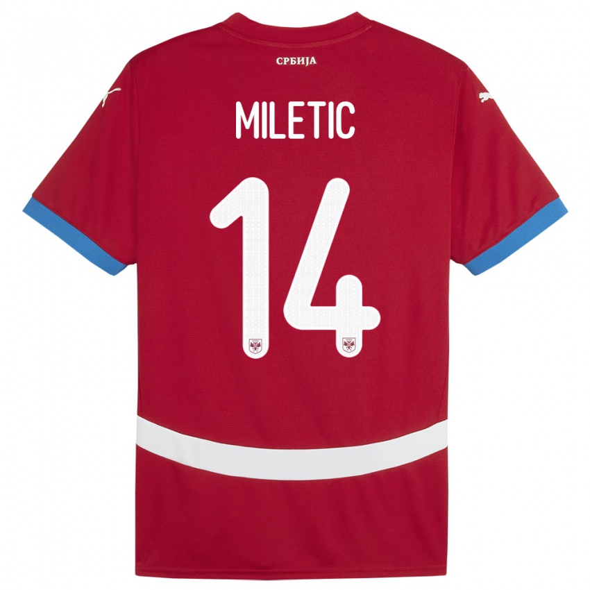 Damen Serbien Vladimir Miletic #14 Rot Heimtrikot Trikot 24-26 T-Shirt Österreich