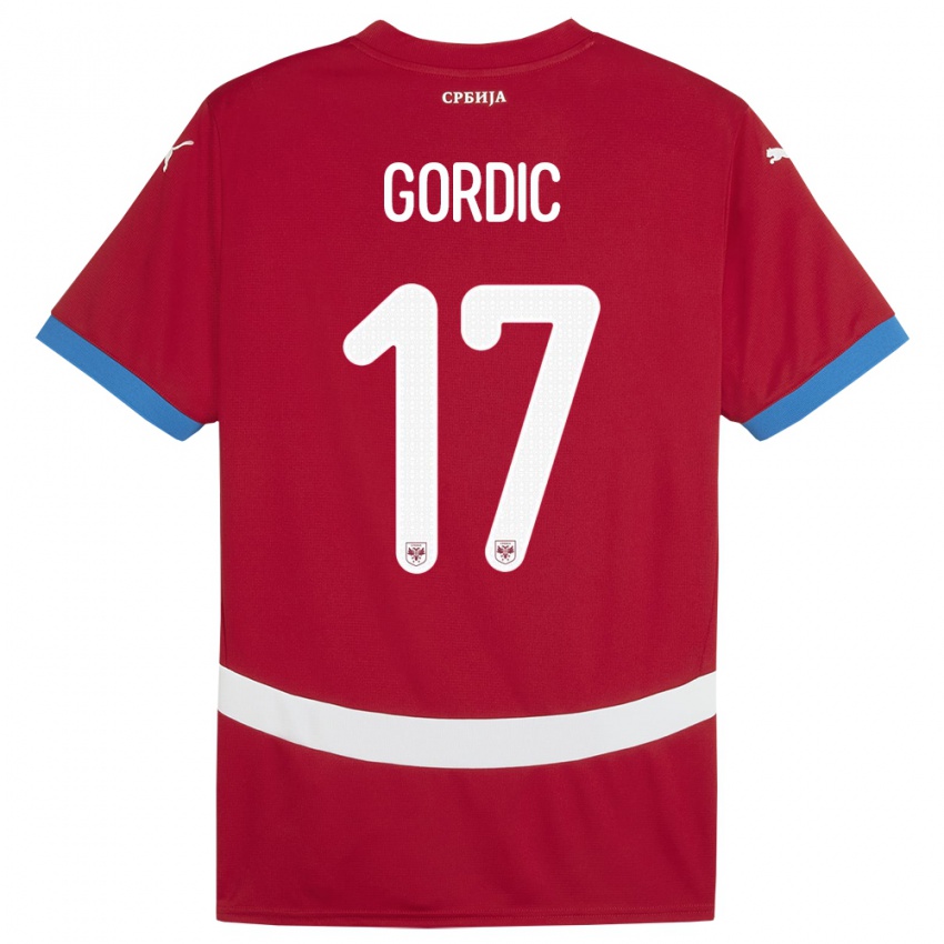 Damen Serbien Djordje Gordic #17 Rot Heimtrikot Trikot 24-26 T-Shirt Österreich