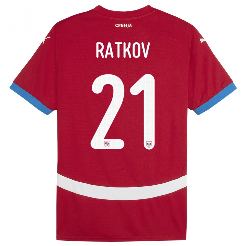 Damen Serbien Petar Ratkov #21 Rot Heimtrikot Trikot 24-26 T-Shirt Österreich