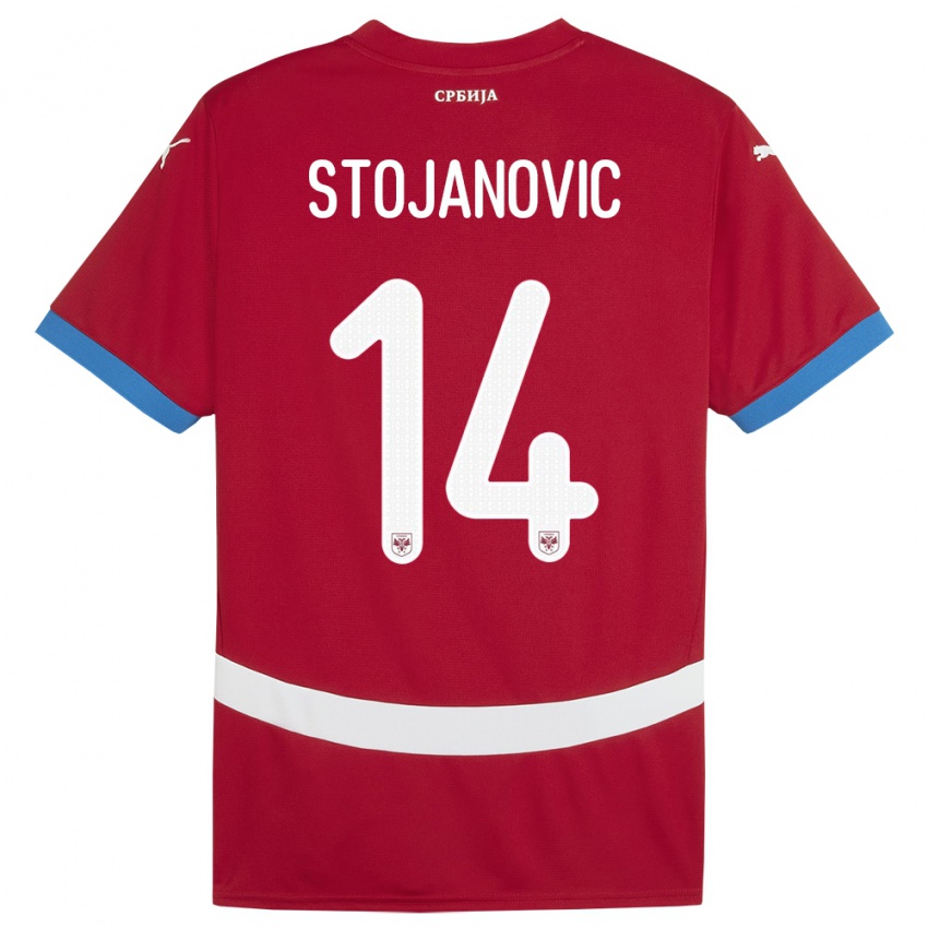 Damen Serbien Matija Stojanovic #14 Rot Heimtrikot Trikot 24-26 T-Shirt Österreich