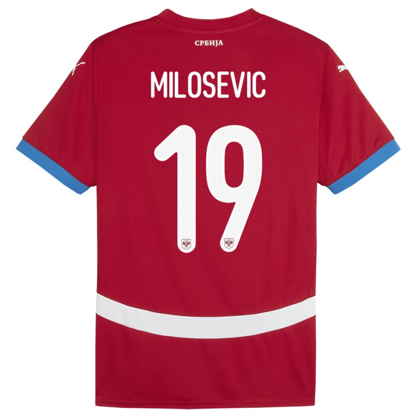 Damen Serbien Jovan Milosevic #19 Rot Heimtrikot Trikot 24-26 T-Shirt Österreich