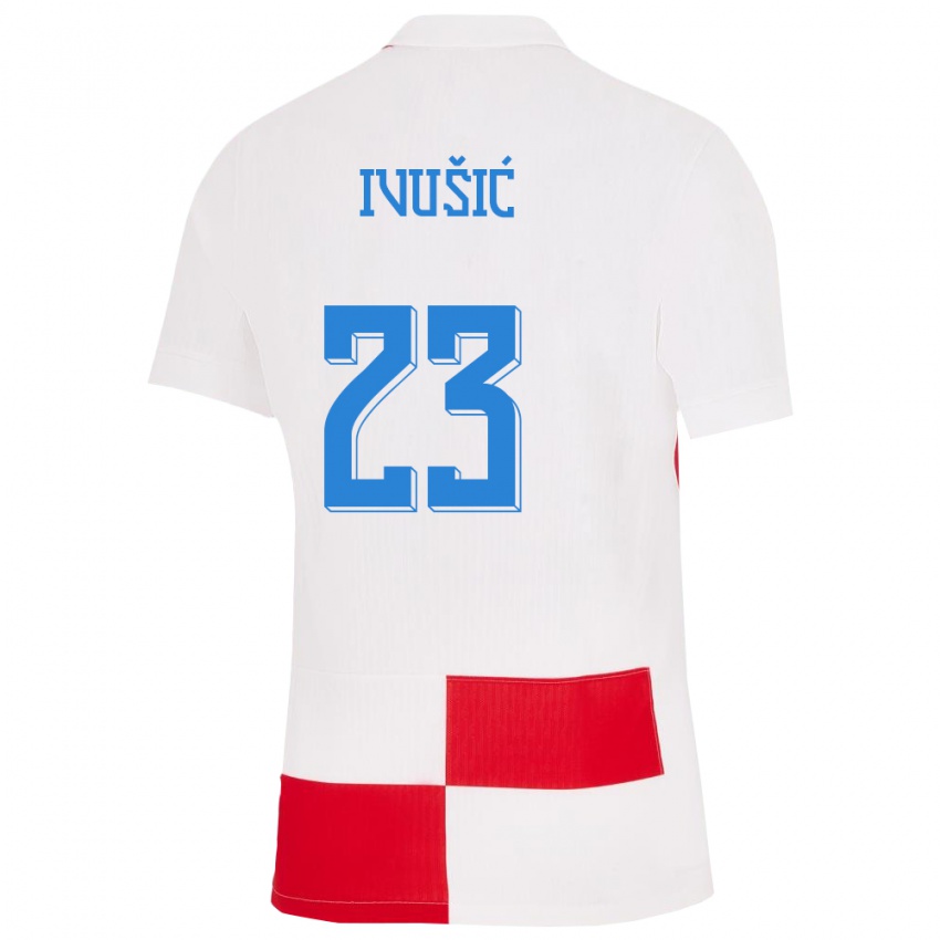 Damen Kroatien Ivica Ivusic #23 Weiß Rot Heimtrikot Trikot 24-26 T-Shirt Österreich