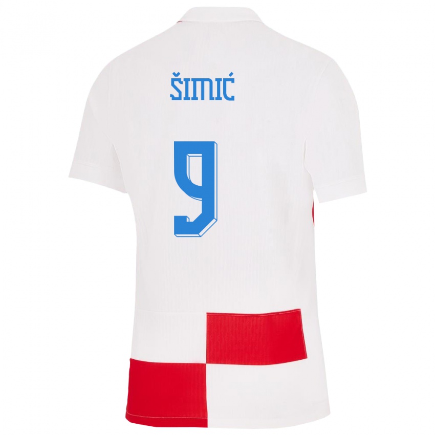 Damen Kroatien Roko Simic #9 Weiß Rot Heimtrikot Trikot 24-26 T-Shirt Österreich
