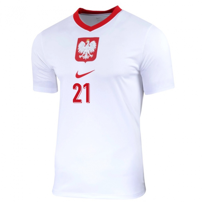 Damen Polen Szymon Kadziolka #21 Weiß Heimtrikot Trikot 24-26 T-Shirt Österreich