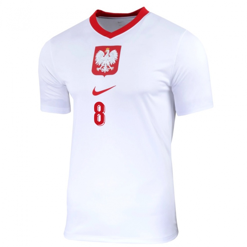 Damen Polen Karol Linetty #8 Weiß Heimtrikot Trikot 24-26 T-Shirt Österreich