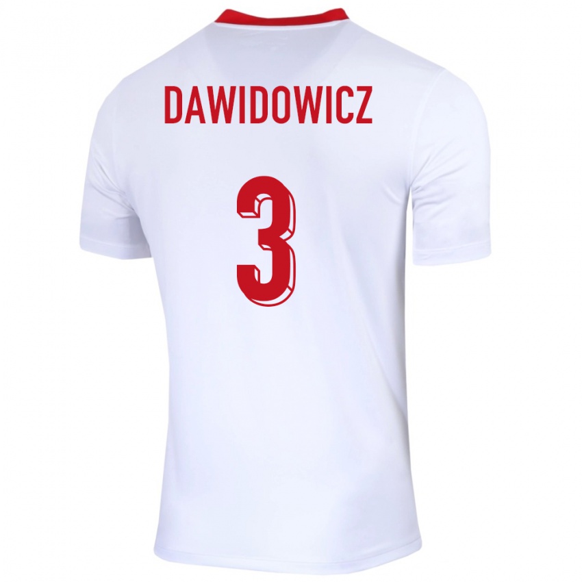 Damen Polen Pawel Dawidowicz #3 Weiß Heimtrikot Trikot 24-26 T-Shirt Österreich