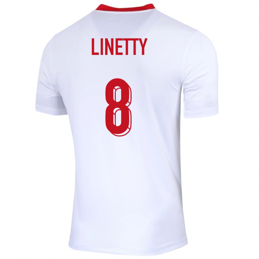 Damen Polen Karol Linetty #8 Weiß Heimtrikot Trikot 24-26 T-Shirt Österreich