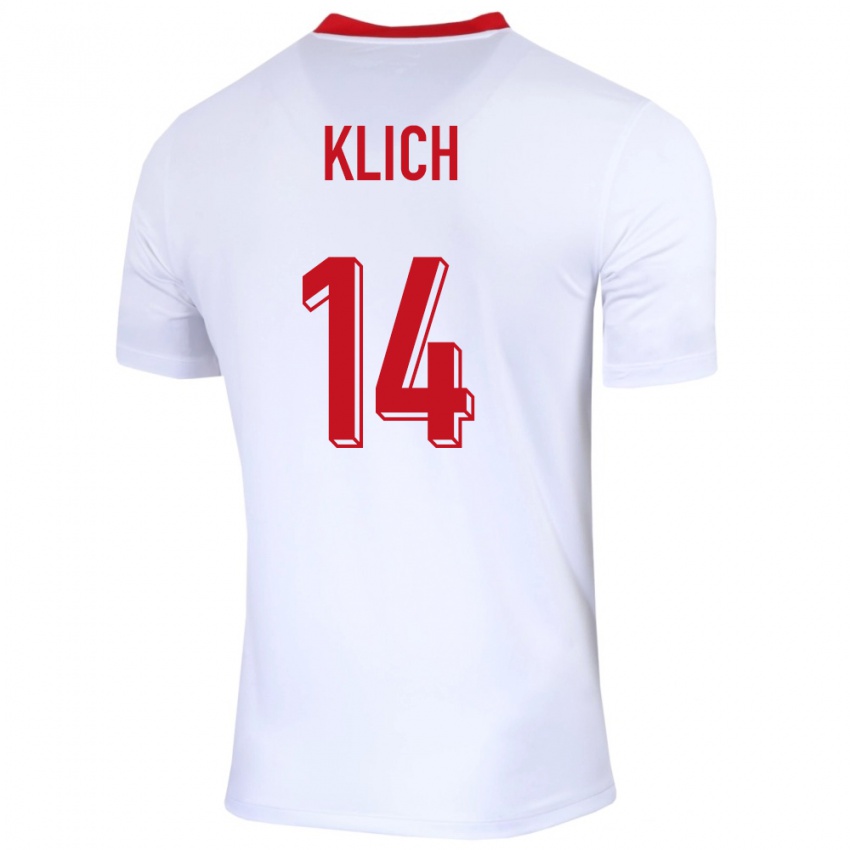 Damen Polen Mateusz Klich #14 Weiß Heimtrikot Trikot 24-26 T-Shirt Österreich