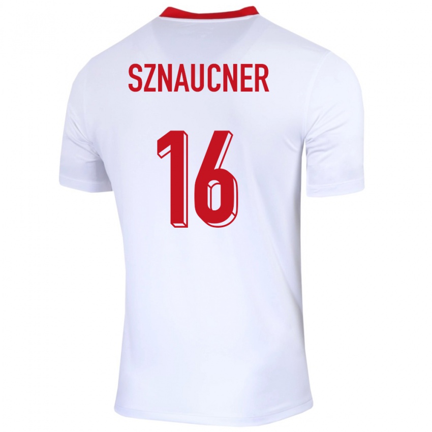 Damen Polen Maksymilian Sznaucner #16 Weiß Heimtrikot Trikot 24-26 T-Shirt Österreich