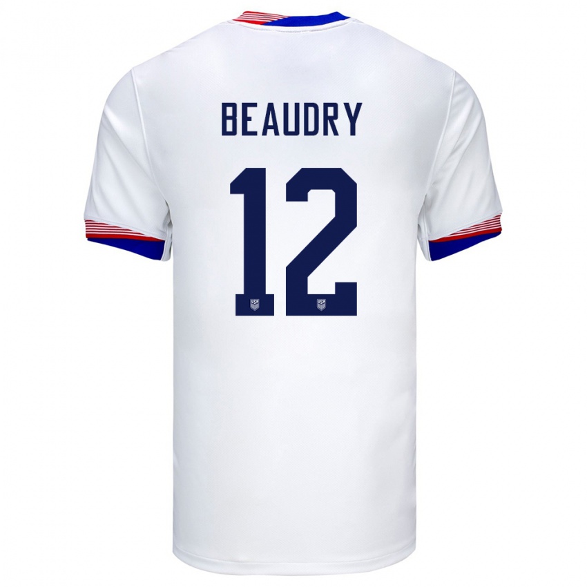 Damen Vereinigte Staaten Adam Beaudry #12 Weiß Heimtrikot Trikot 24-26 T-Shirt Österreich