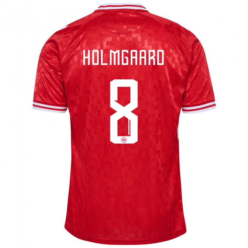 Damen Dänemark Sara Holmgaard #8 Rot Heimtrikot Trikot 24-26 T-Shirt Österreich