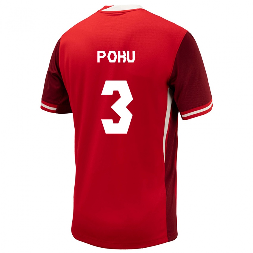 Damen Kanada Kwasi Poku #3 Rot Heimtrikot Trikot 24-26 T-Shirt Österreich