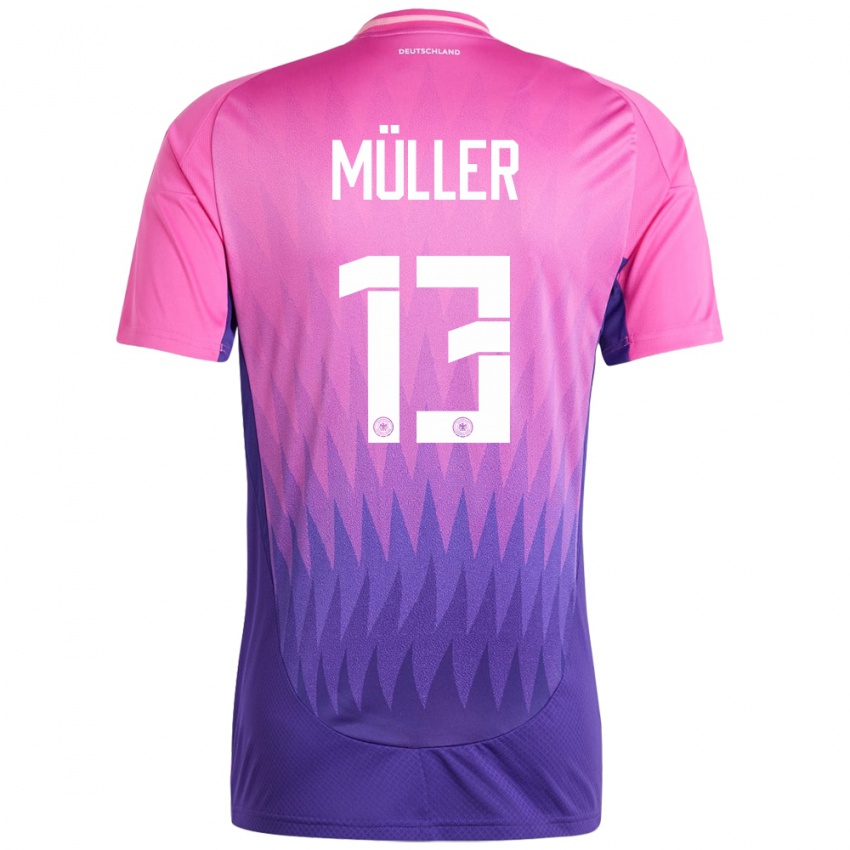 Damen Deutschland Thomas Muller #13 Pink Lila Auswärtstrikot Trikot 24-26 T-Shirt Österreich
