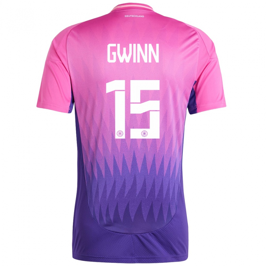 Damen Deutschland Giulia Gwinn #15 Pink Lila Auswärtstrikot Trikot 24-26 T-Shirt Österreich