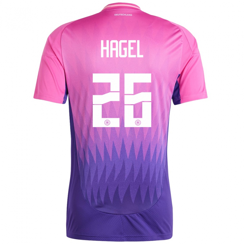 Damen Deutschland Chantal Hagel #26 Pink Lila Auswärtstrikot Trikot 24-26 T-Shirt Österreich
