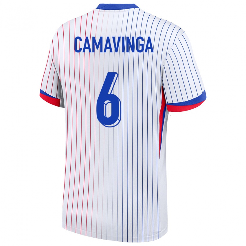 Damen Frankreich Eduardo Camavinga #6 Weiß Auswärtstrikot Trikot 24-26 T-Shirt Österreich