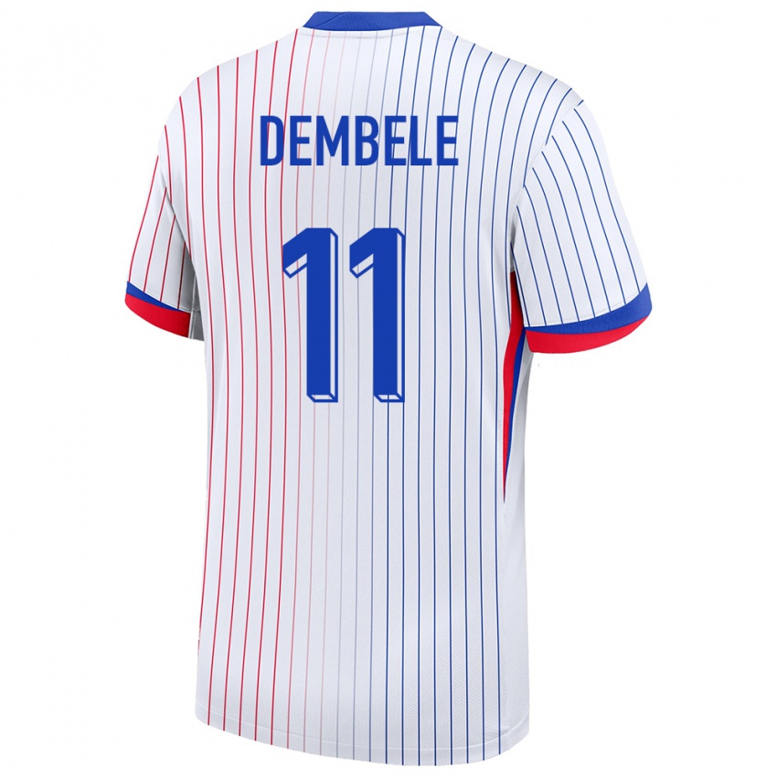 Damen Frankreich Ousmane Dembele #11 Weiß Auswärtstrikot Trikot 24-26 T-Shirt Österreich
