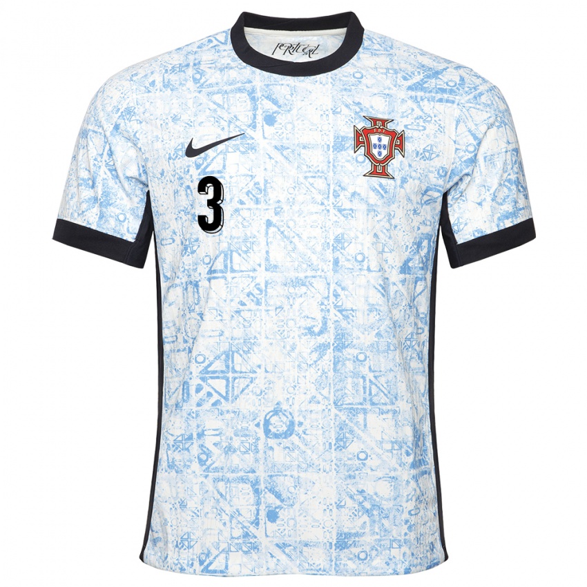 Damen Portugal Pepe #3 Cremeblau Auswärtstrikot Trikot 24-26 T-Shirt Österreich