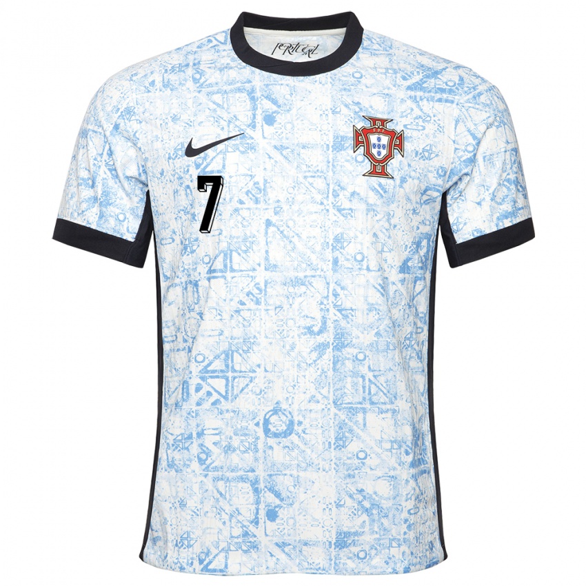 Damen Portugal Fabio Carvalho #7 Cremeblau Auswärtstrikot Trikot 24-26 T-Shirt Österreich