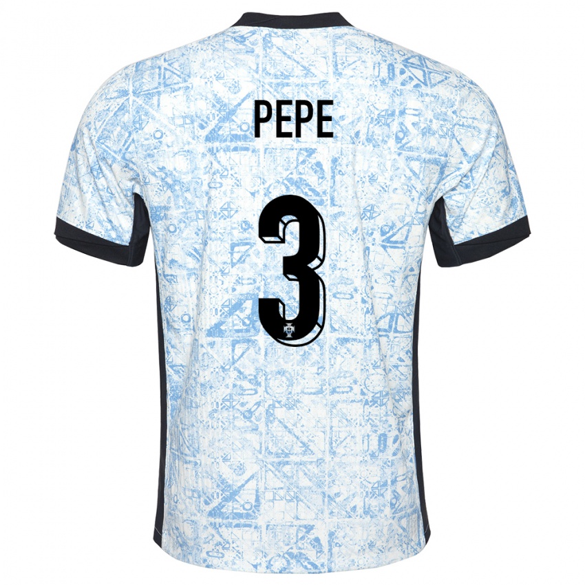 Damen Portugal Pepe #3 Cremeblau Auswärtstrikot Trikot 24-26 T-Shirt Österreich