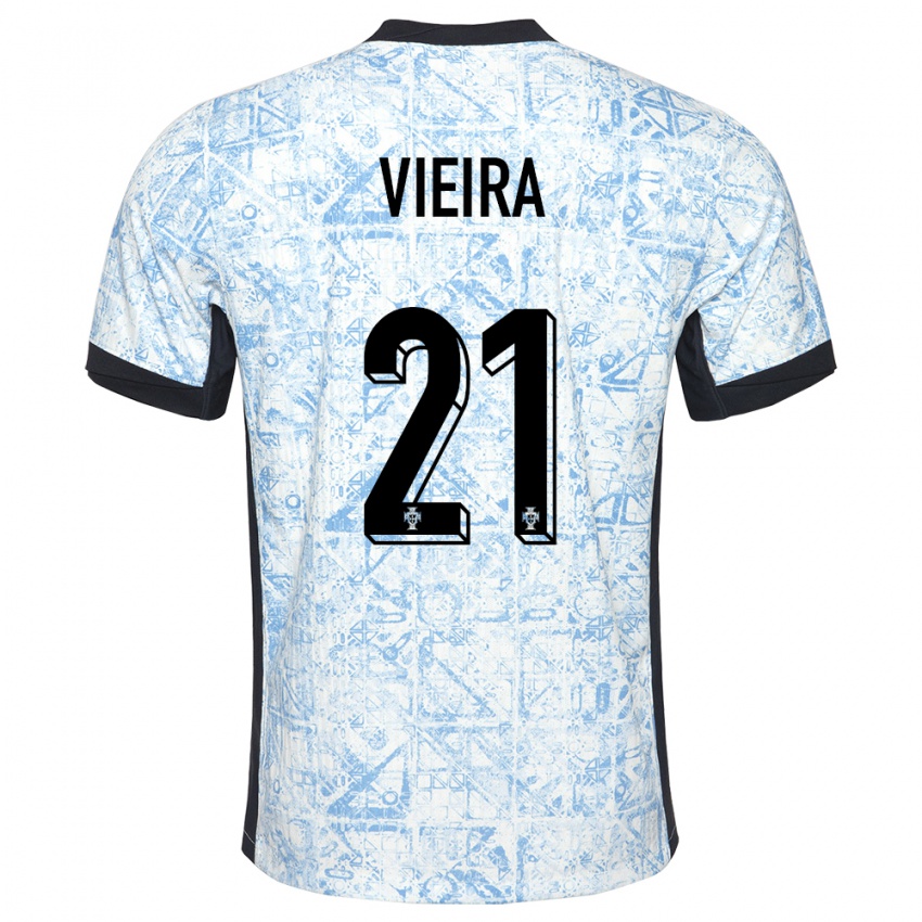 Damen Portugal Fabio Vieira #21 Cremeblau Auswärtstrikot Trikot 24-26 T-Shirt Österreich