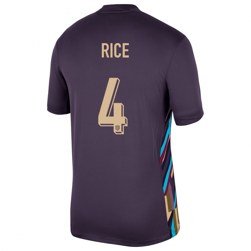 Damen England Declan Rice #4 Dunkle Rosine Auswärtstrikot Trikot 24-26 T-Shirt Österreich