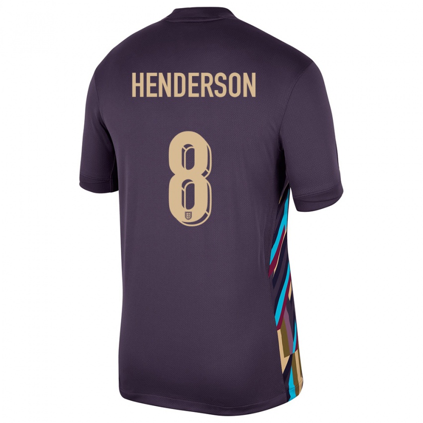 Damen England Jordan Henderson #8 Dunkle Rosine Auswärtstrikot Trikot 24-26 T-Shirt Österreich