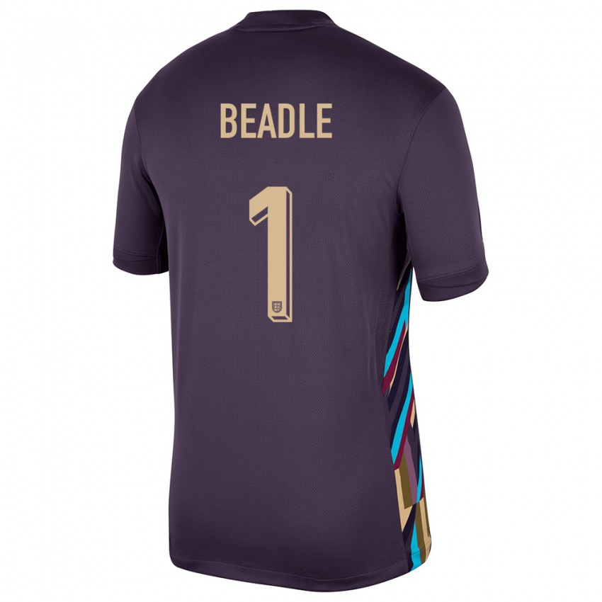 Damen England James Beadle #1 Dunkle Rosine Auswärtstrikot Trikot 24-26 T-Shirt Österreich