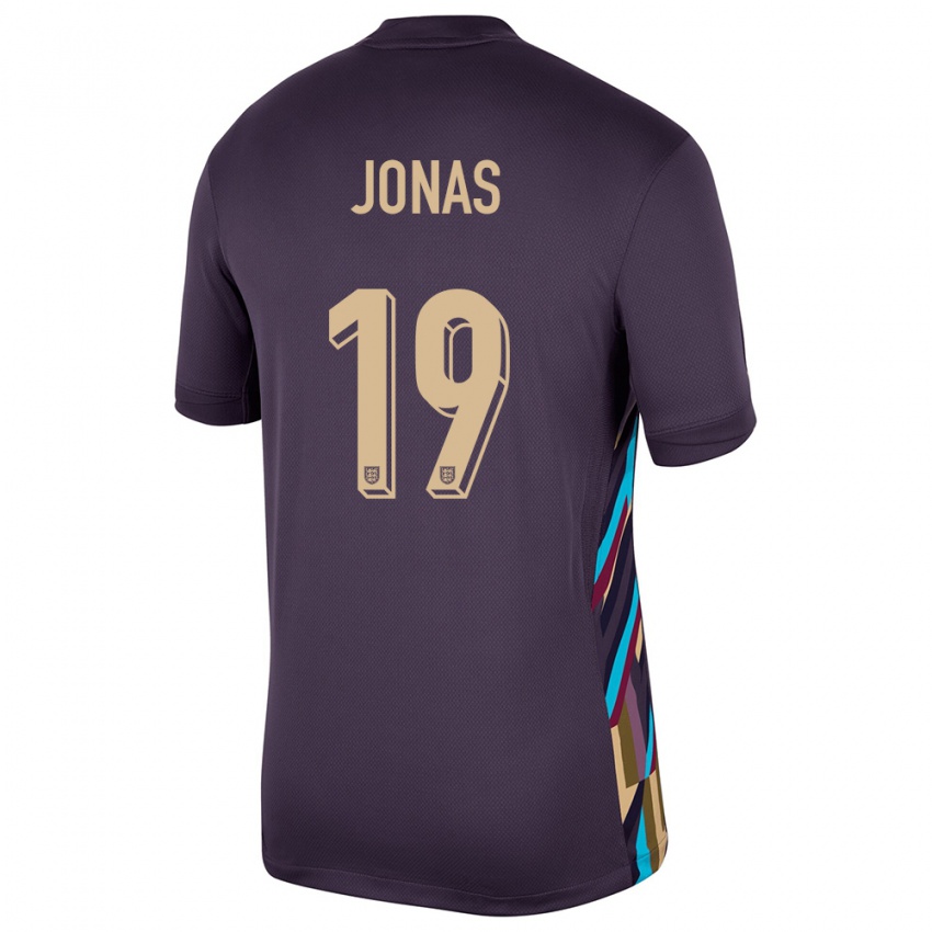 Damen England Lee Jonas #19 Dunkle Rosine Auswärtstrikot Trikot 24-26 T-Shirt Österreich
