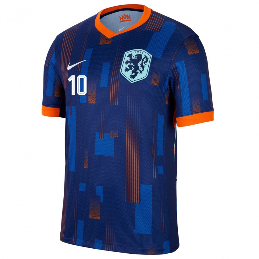 Damen Niederlande Memphis Depay #10 Blau Auswärtstrikot Trikot 24-26 T-Shirt Österreich