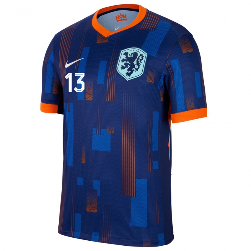 Damen Niederlande Oualid Agougil #13 Blau Auswärtstrikot Trikot 24-26 T-Shirt Österreich