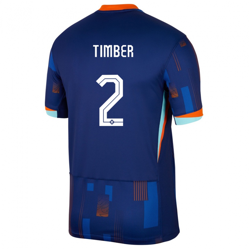 Damen Niederlande Jurrien Timber #2 Blau Auswärtstrikot Trikot 24-26 T-Shirt Österreich