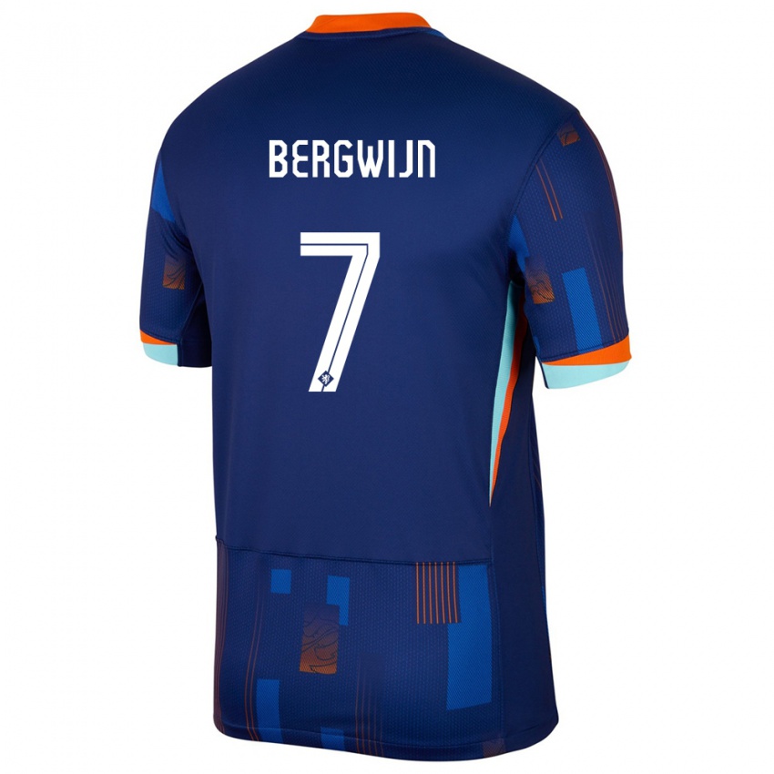 Damen Niederlande Steven Bergwijn #7 Blau Auswärtstrikot Trikot 24-26 T-Shirt Österreich