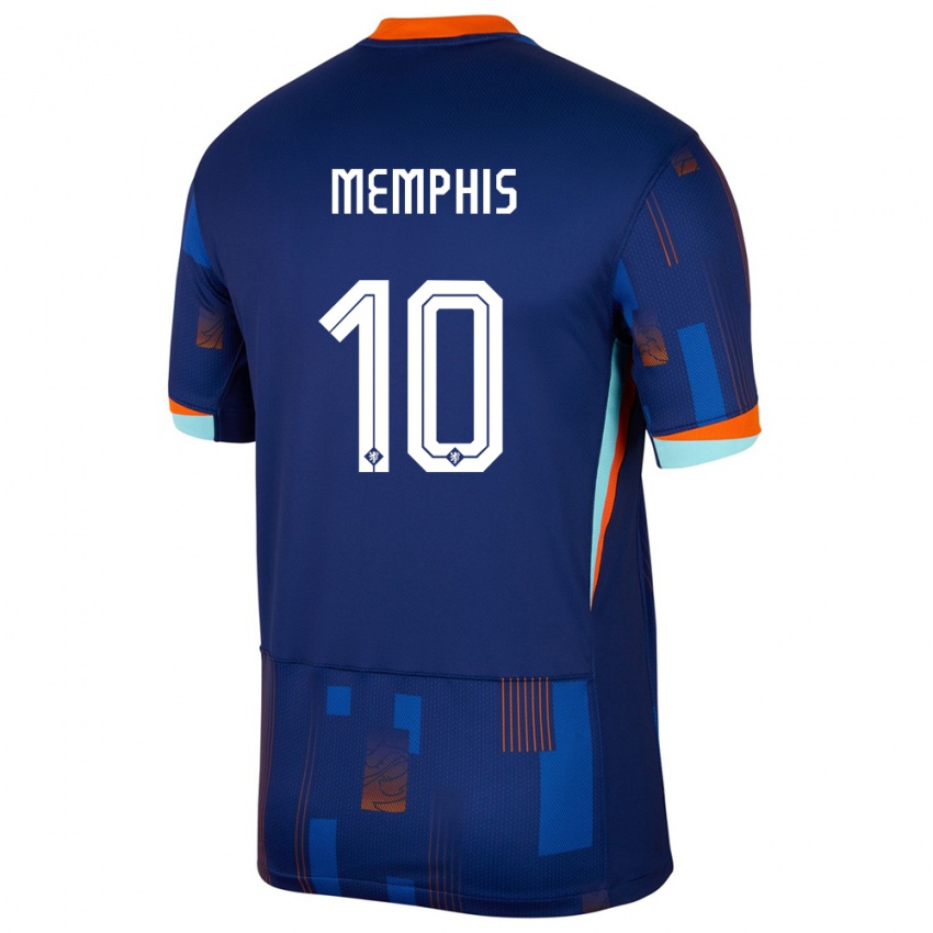 Damen Niederlande Memphis Depay #10 Blau Auswärtstrikot Trikot 24-26 T-Shirt Österreich