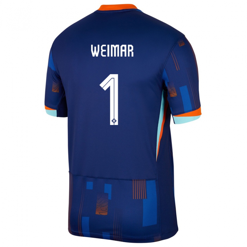 Damen Niederlande Jacintha Weimar #1 Blau Auswärtstrikot Trikot 24-26 T-Shirt Österreich