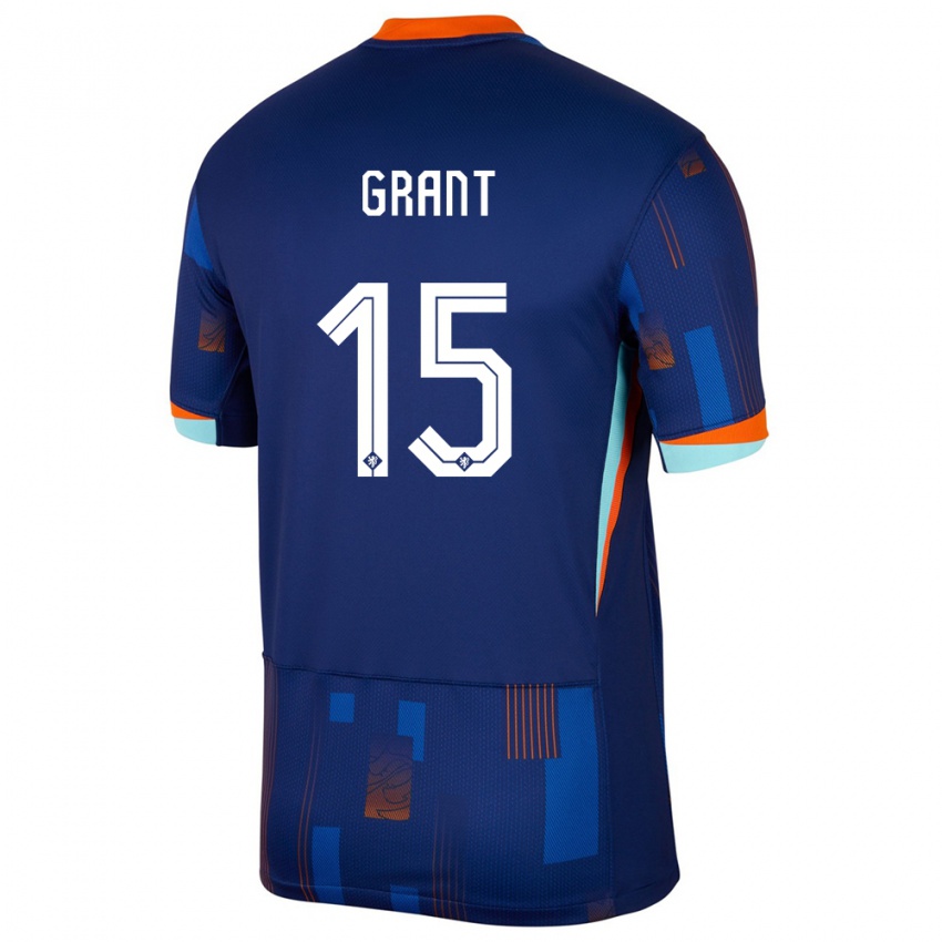 Damen Niederlande Chasity Grant #15 Blau Auswärtstrikot Trikot 24-26 T-Shirt Österreich