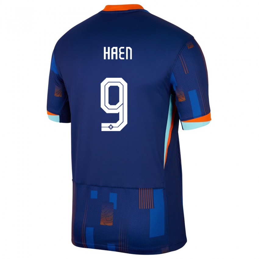 Damen Niederlande Devin Haen #9 Blau Auswärtstrikot Trikot 24-26 T-Shirt Österreich