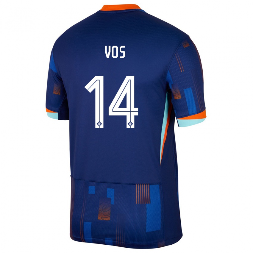 Damen Niederlande Silvano Vos #14 Blau Auswärtstrikot Trikot 24-26 T-Shirt Österreich