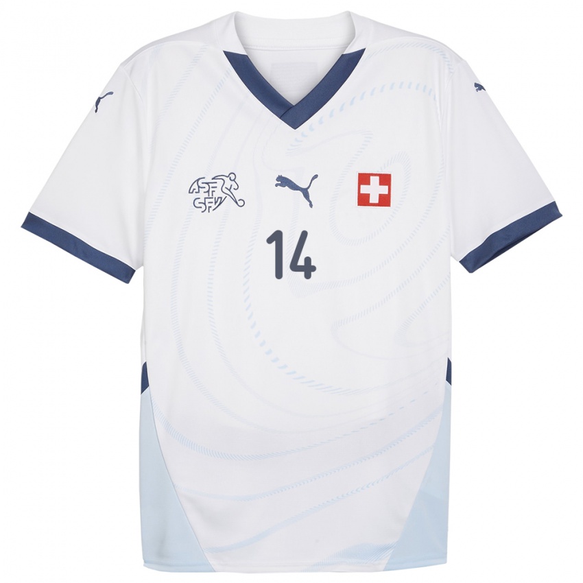 Damen Schweiz Michel Aebischer #14 Weiß Auswärtstrikot Trikot 24-26 T-Shirt Österreich