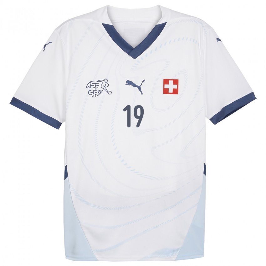 Damen Schweiz Mario Gavranovic #19 Weiß Auswärtstrikot Trikot 24-26 T-Shirt Österreich