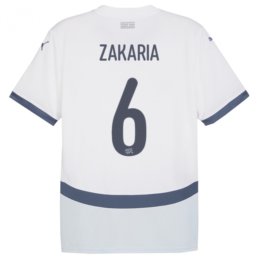 Damen Schweiz Denis Zakaria #6 Weiß Auswärtstrikot Trikot 24-26 T-Shirt Österreich