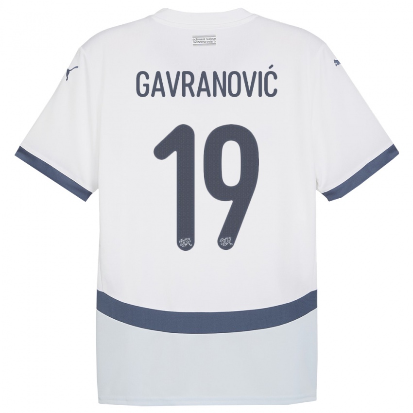 Damen Schweiz Mario Gavranovic #19 Weiß Auswärtstrikot Trikot 24-26 T-Shirt Österreich