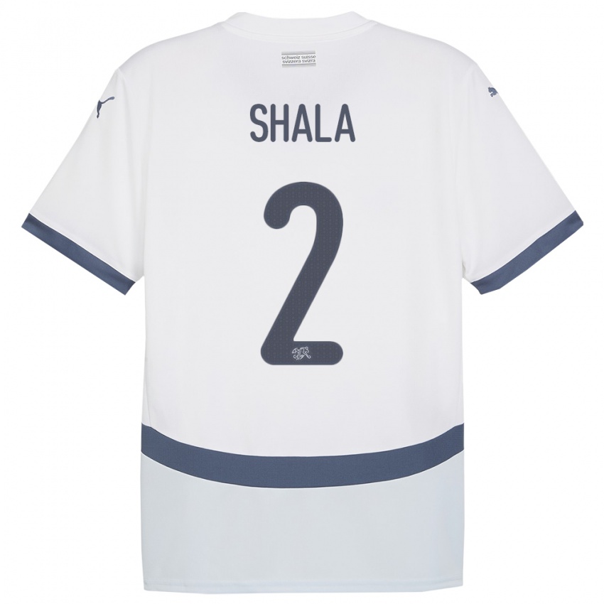 Damen Schweiz Besnik Shala #2 Weiß Auswärtstrikot Trikot 24-26 T-Shirt Österreich